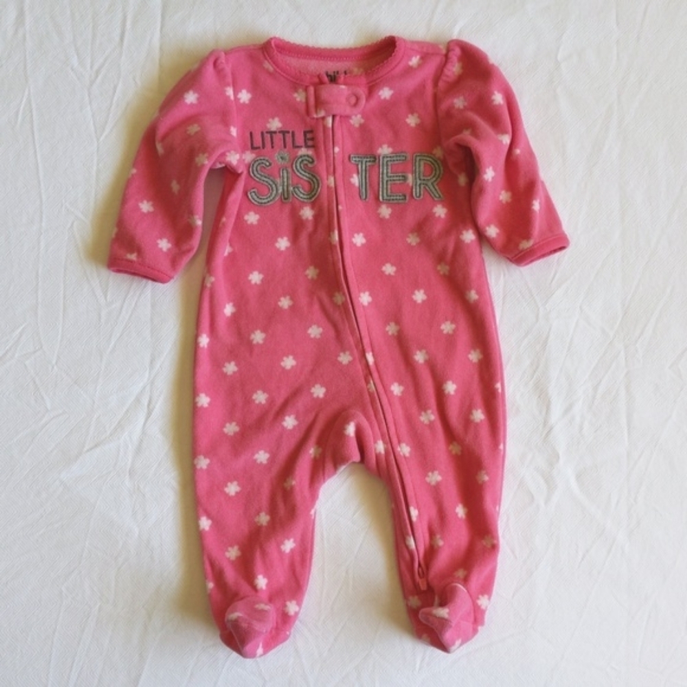 carter's little sister fleece 2-way zipper footie sleeper pajamas 3 months baby